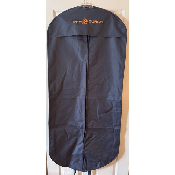 Tory Burch 2 Large Garment Dress Suit Bags Canvas Travel Navy & Orange Logo Zip - Picture 2 of 6